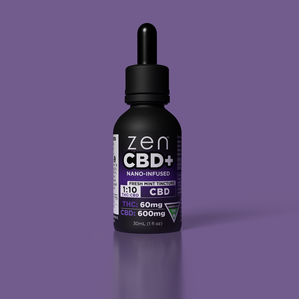 1:10 CBD Tincture 600mg CBD + 60mg Delta 9 THC | Fresh Mint